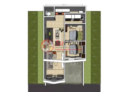 House 6x12m code 520 - Sketchup 3D model 3D model 3D model
