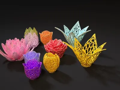 Flower vase set 3D print model