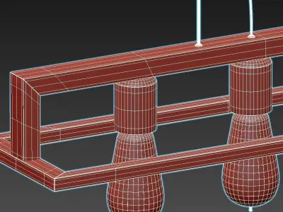detail pendant light with three lights hanging from ceiling 3D model