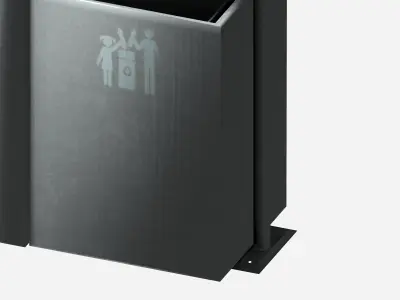 Outdoor modern street recycling dust bin Low-poly 3D model