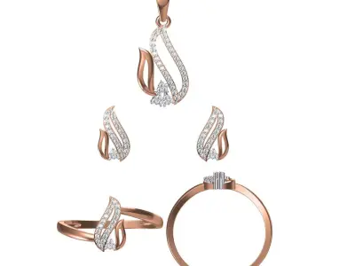 Light wt Ring Earrings Pendant set 3dm stl 1-render details 3D print model buy