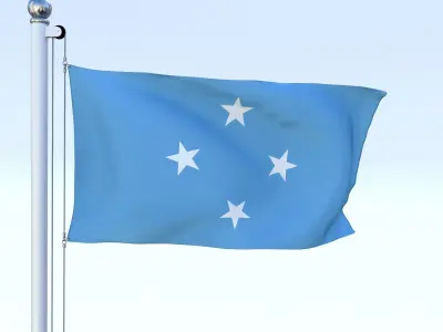 Animated Federated States of Micronesia Flag Low-poly 3D model