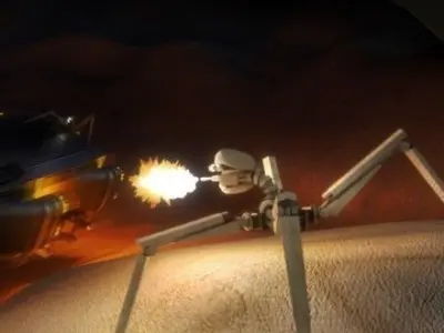 Rigged and Animated Gun Robot Low-poly 3D model