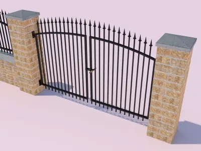 Forging Fence and Gate Low-poly 3D model