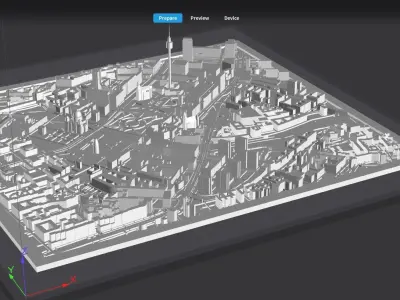 Cityscape Berlin Germany fragment city Berliner Fernsehturm 3D print model