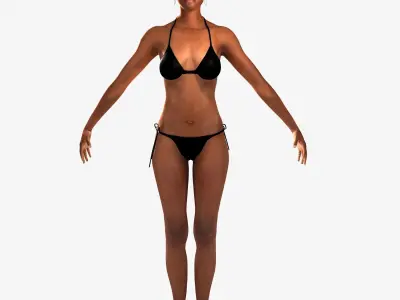 African American Female And Male With Skeleton Rigged 3D model