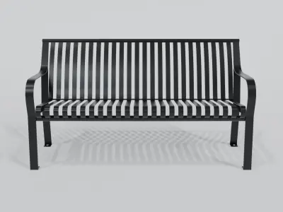 Black Metal Park Bench Low-poly 3D model