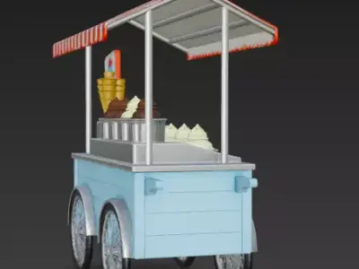 3D Ice Cream Cart Model High Quality 3D model