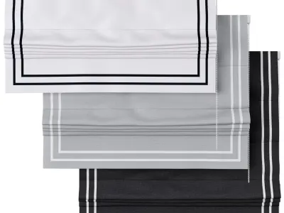 Roman Curtains 153 Linen Blend Flat Roman Shades Double ribbon 3D model
