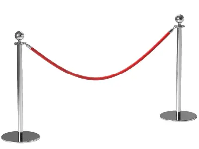 Crowd barrier velvet rope stanchion and signs 3D model
