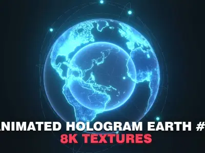Animated Hologram Planet Earth No 7 Sci-Fi 3D Model 8k Textures Low-poly 3D model