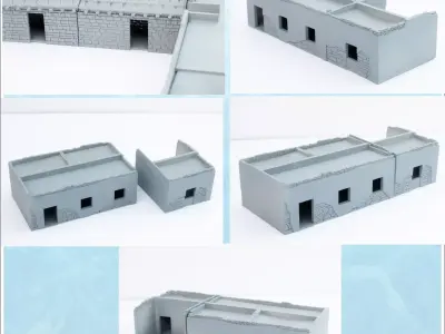 Set of western buildings of the Alamo Fort 3 - Cowboy USA Americ 3D print model