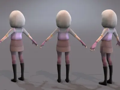 teen with gray hair Low-poly 3D model