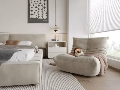 Modern Neutral Master Bedroom 3D model