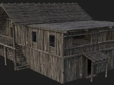 Old Wooden Building 4K Textures GameReady 182 Low-poly 3D model