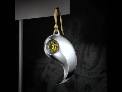 Yin and Yang earrings 3D print model