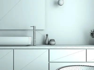 BATHROOM 2 modern with window overlooking sea 3D model