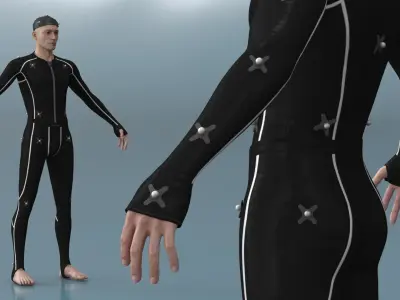  Studio Mocap Suit on Male Actor Black 