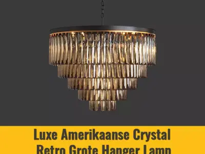 Luxe Amerikaanse Crystal Retro Grote Hanger Lamp 3D model