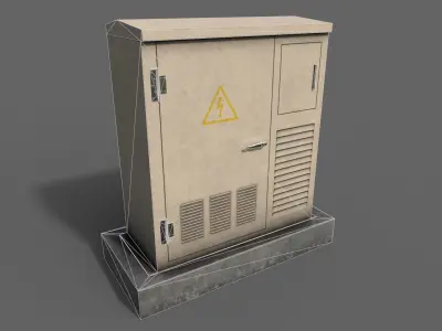 PBR Electric Box White2 Low-poly 3D model
