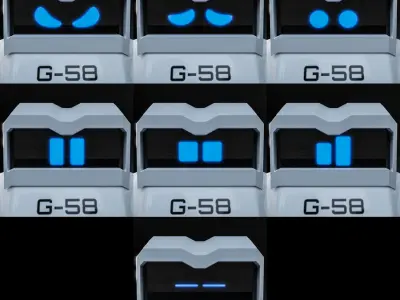 Cute Space Robot Rigged G-58 White 3D model