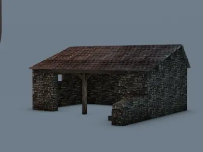 Farm stable with props 3D model