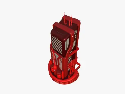 SciFi Building A05 Red - Sci Fi Exterior Design Low-poly 3D model