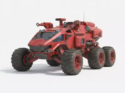 Mars Rover Sci-Fi Expedition Vehicle Low-poly 3D model