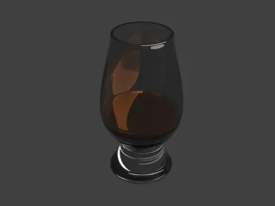 Classic Whiskey Tasting Glass Empty or Filled Free 3D model
