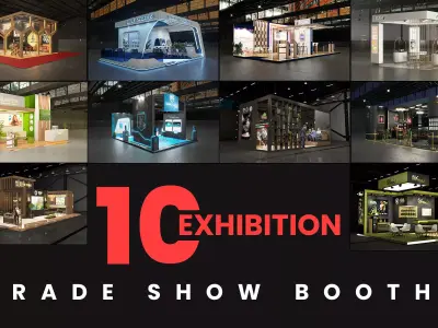 10 exhibition stand booth PACK 3D models collection 