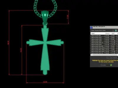 Light Gold 18K Cross Pendant 1CP035 3D print model purchase