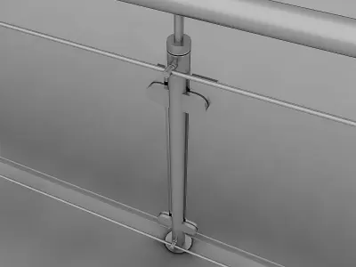 Iron Glass Railing Low-poly 3D model