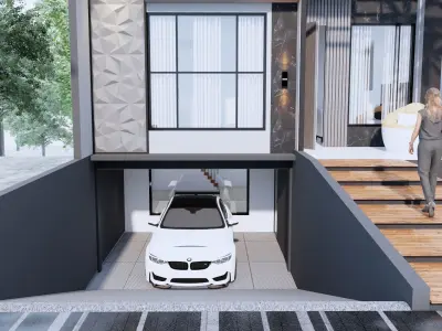 Modern Minimalist 2 Floor House Design Full Interior  3D model