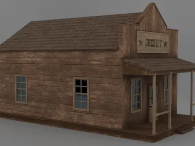 Western Sheriff Office and Jail Low-poly 3D model