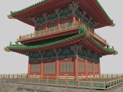 Asian ancient architecture palace attic 3D model