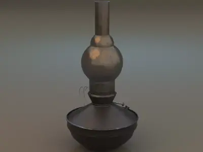 Old oil lamp Low-poly 3D model