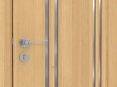 Modern Wooden Interior Door with Furniture 001 3D model