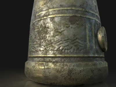 Old Japanese Bell Low-poly 3D model