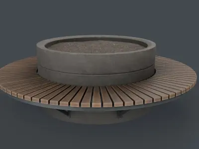 Modern Outdoor Bench 108 PBR Game Ready Low-poly 3D model