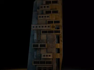 DYSTOPIAN BRUTALIST BUILDING SCIFI 05 Low-poly 3D model