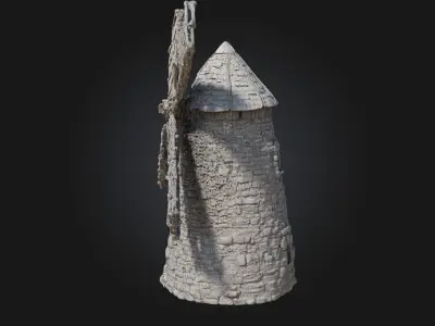 Stone Windmill  Timeless Elegance of Old-World Agriculture 3D model