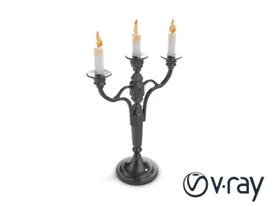 Symmetrical Black Candelabra 3D model pack Low-poly 3D model