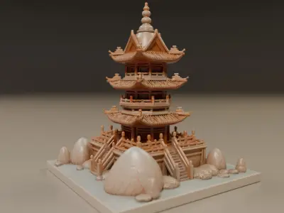 chinese temple 3D print model purchase