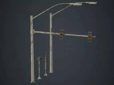 Stop Light 1D Low-poly 3D model