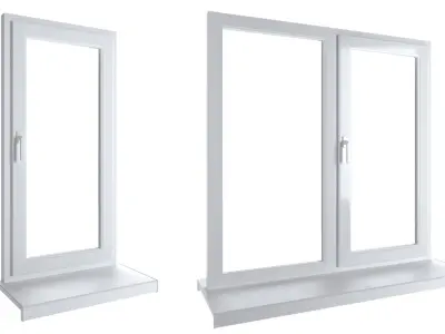4 types of plastic windows - white 3D model