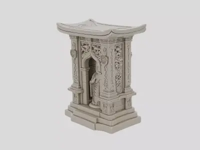 Fantasy Stone Shrine Statue for 3D print Low-poly 3D model