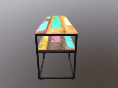 Bench reclaimed wood console table 3D model