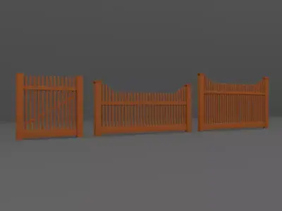 Wood Fence Low-poly 3D model