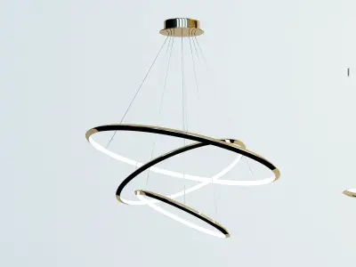 4 chandeliers pendant light with circular shape hanging from ... Low-poly 3D model