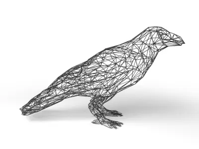 Crow Wireframe Low-poly 3D model
